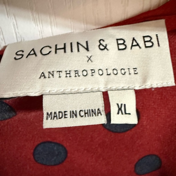 Anthropologie Red and Black Polka Dot Top - Picture 4 of 4